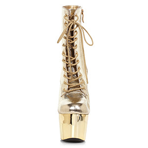 Uma-709 Lace-Up Metallic Platform Ankle Boots