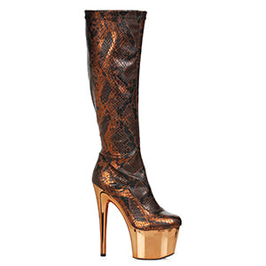 Venom-709 Snakeskin Knee High Platform Boots