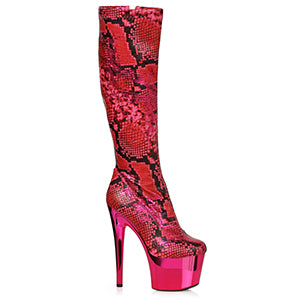 Venom-709 Snakeskin Knee High Platform Boots