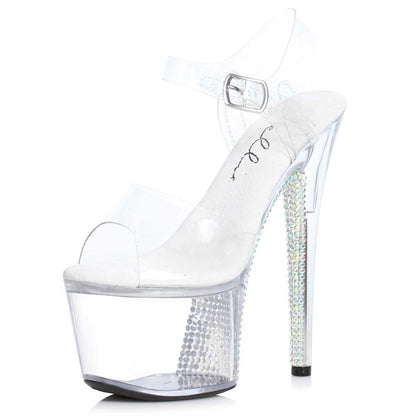 Vine-709 Rhinestone Heeled Platform Sandals