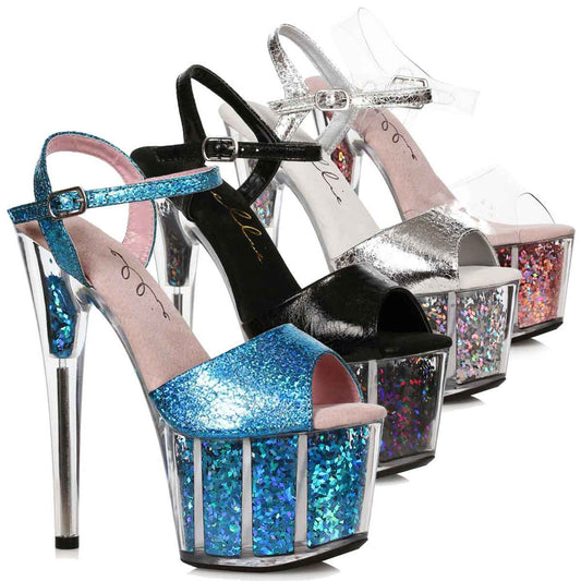 Zenya-709 Glitter Flake Platform 7" Sandals