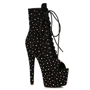 Zestful-709 Rhinestone Microfiber Laced Platform Boots