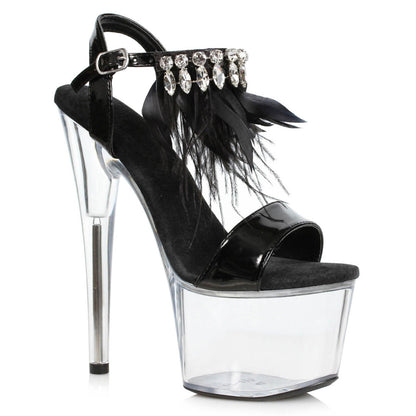 Zahra-709 Feathered Bling Platform Sandals