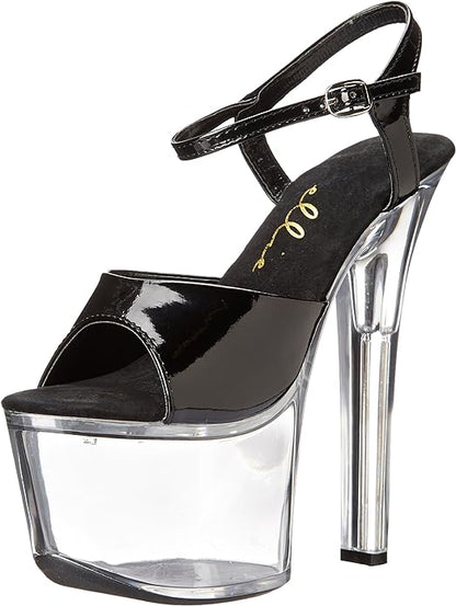 Flirt-711-C Clear/Patent 7" Heel Sandals