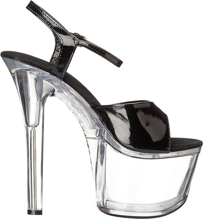 Flirt-711-C Clear/Patent 7" Heel Sandals