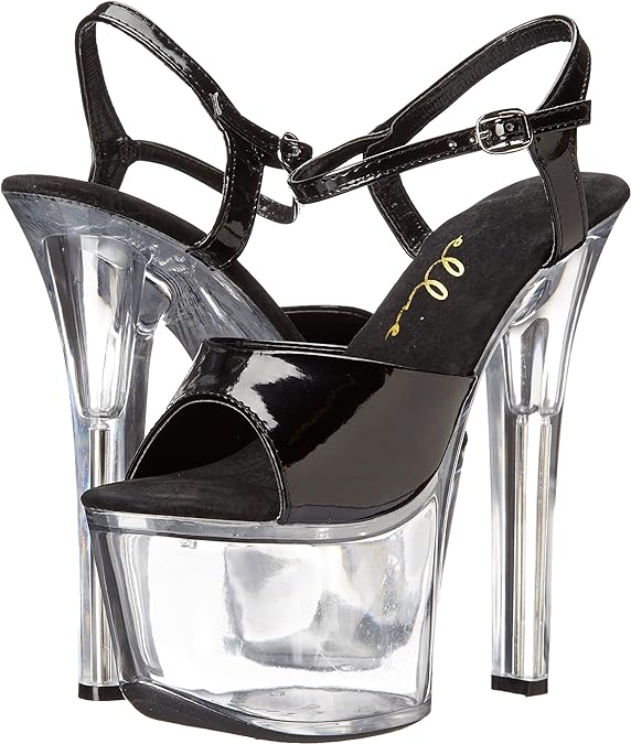 Flirt-711-C Clear/Patent 7" Heel Sandals