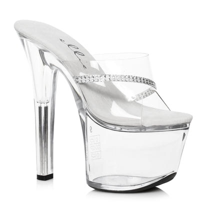 Jesse-711 Clear Rhinestone 7" Heel Mule Sandals