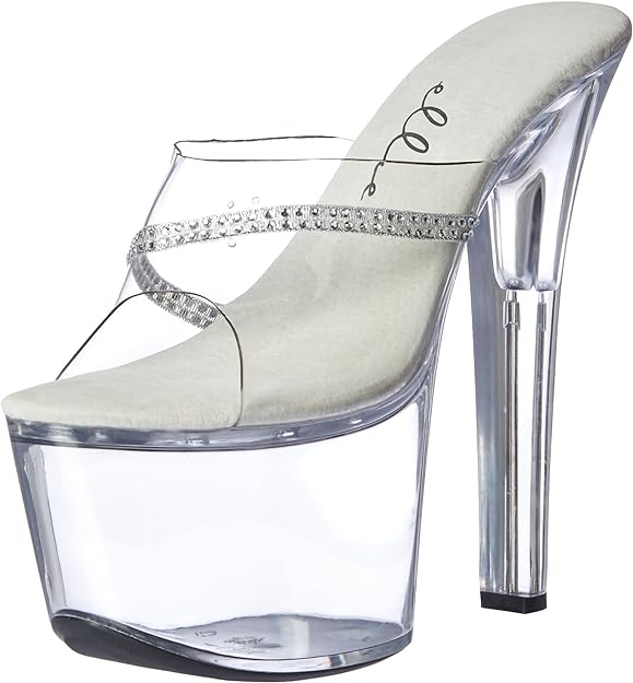 Jesse-711 Clear Rhinestone 7" Heel Mule Sandals