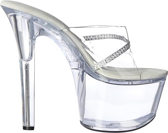 Jesse-711 Clear Rhinestone 7" Heel Mule Sandals