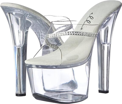 Jesse-711 Clear Rhinestone 7" Heel Mule Sandals