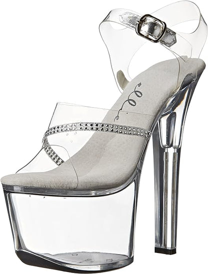 Jewel-711 Clear Strappy Rhinestone 7" Heel Sandals