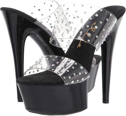 Misty-609 Rhinestone Detailed 6" Mule Sandals