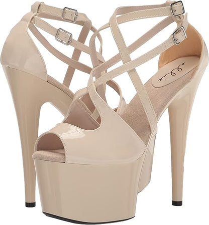 Tina-709 Strappy 7" Patent Platform Sandals