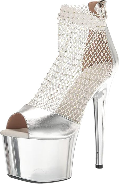 Adriana-709 Rhinestone Fishnet Ankle Booties