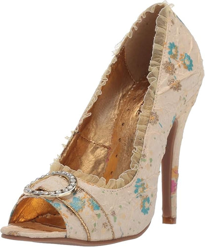 Tori-418 Floral Fabric Peep Toe Pumps