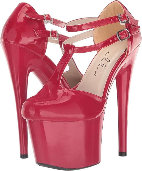 Venus-709 Patent T Strap Extreme Platform Pumps