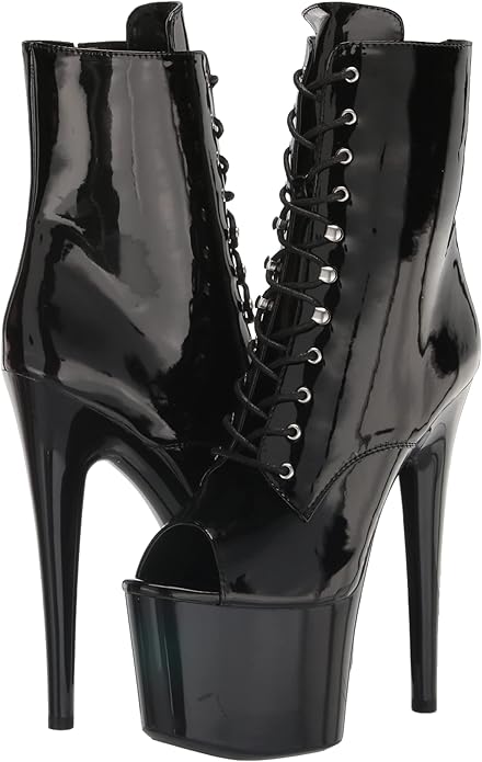 Ana-709 Peep Toe Platform Laced Ankle Boots