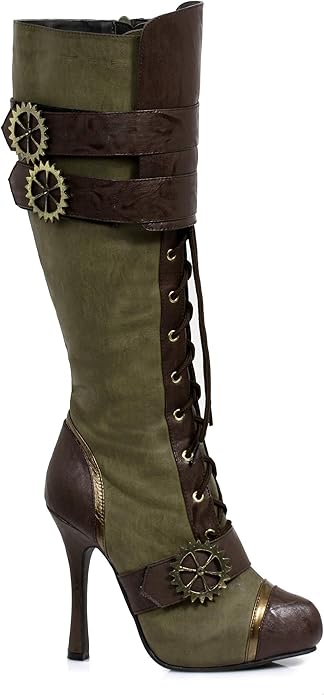 Quinley-420 Faux Leather Steampunk Knee Boots