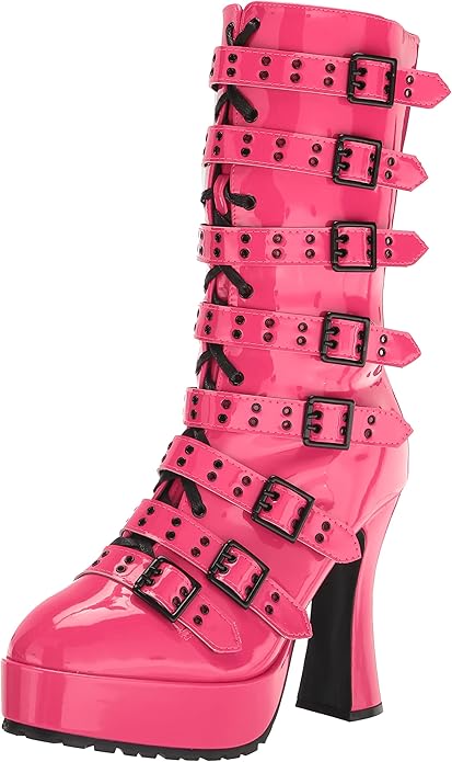 Melinoe-557 Buckled Chunky Heel Boots