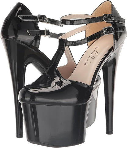 Venus-709 Patent T Strap Extreme Platform Pumps