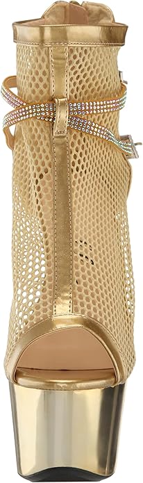 Swank-709 Rhinestone Strap Fishnet Booties