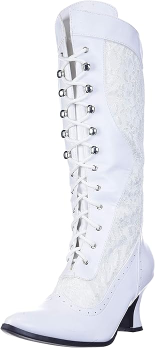 Rebecca-253 Lacey Patent Victorian Knee Boots