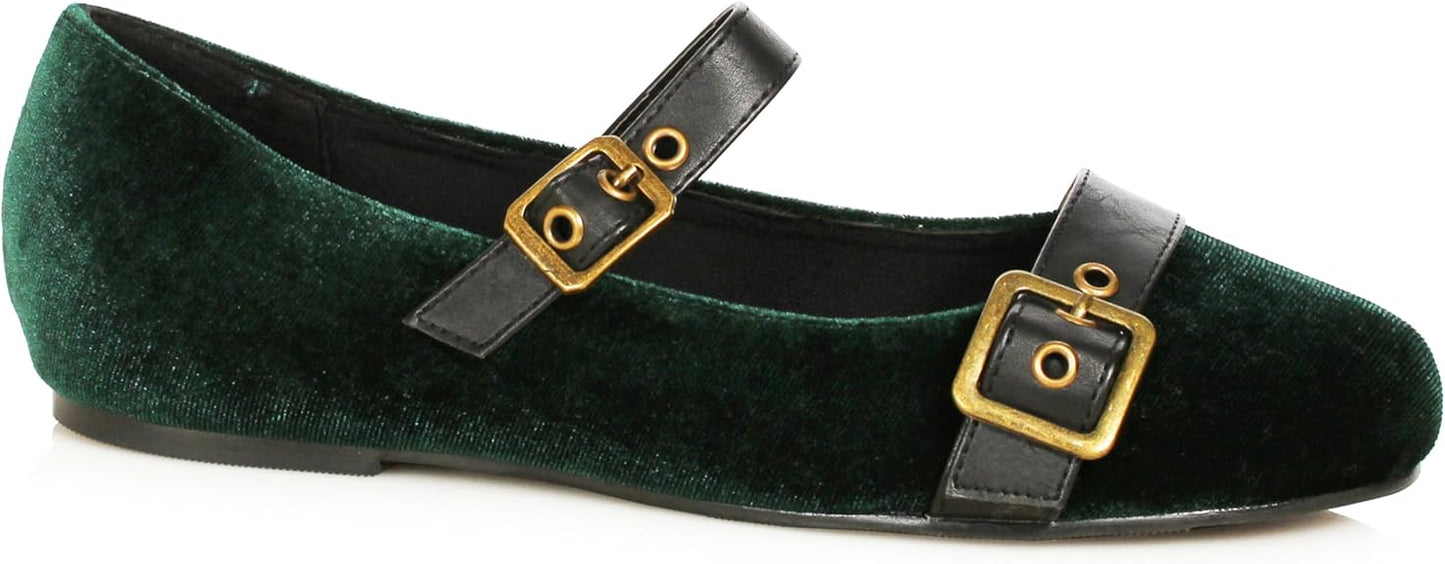 Emerald-100 Velvet Buckled Mary Jane