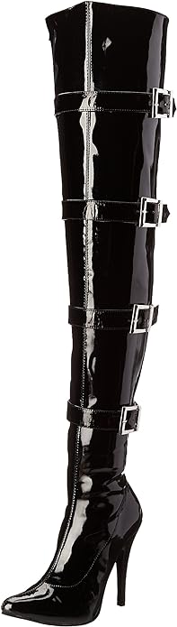 Buckleup-511 Thigh High Buckled Stiletto Boots