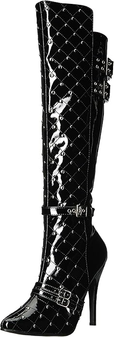 Gwen-511 Studded Patent 5" Knee Boots