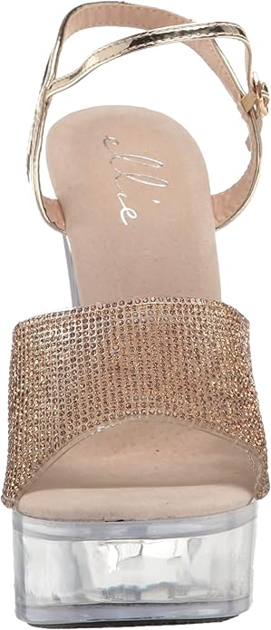 Larissa-675 Chunky Heel Rhinestone Sandals