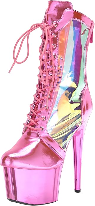 Tracy-709 Hologram Panel Lace-Up 7" Boots