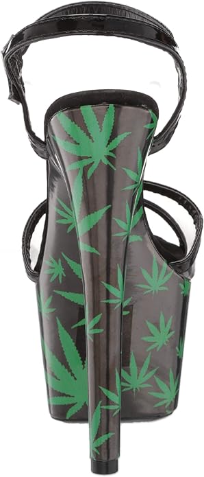 Ashley-709 Marijuana Printed Strappy 7" Heel Sandals