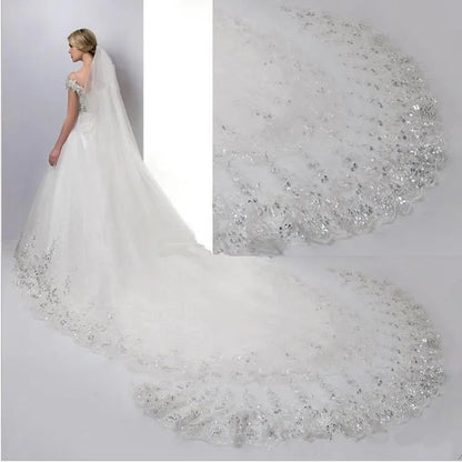 Sequined Lace Edge Wedding Veil Varying Lengths