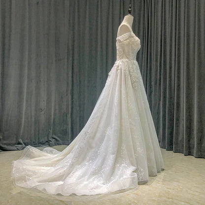 3D Floral & Pearl Adorned Wedding Gown