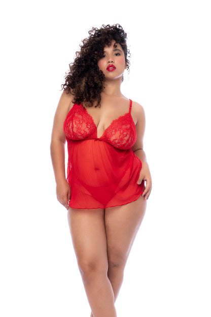 Queen Shorty Eyelash & Mesh Babydoll