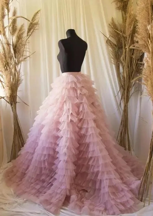 Custom Tulle Ruffled A Line Full Wedding Skirt All Sizes/Colors