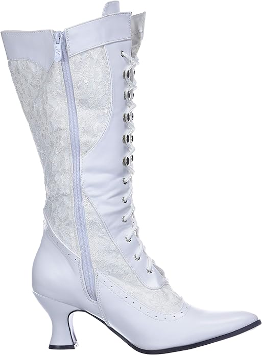 Rebecca-253 Lacey Patent Victorian Knee Boots