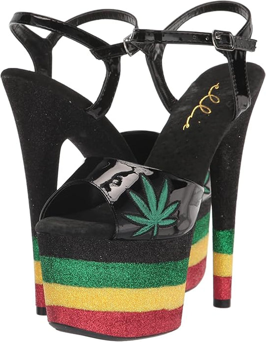 Kaya-709 Glitter Jamaican Platform Sandals