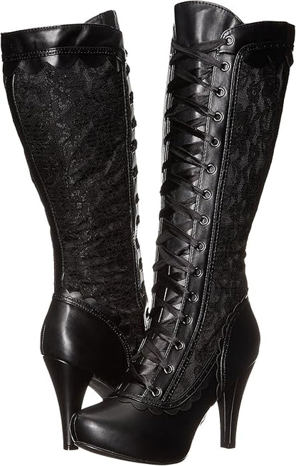 Mary-414 Victorian Lacey Faux Leather Boots