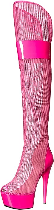 Ivy-609 Above Knee Fishnet/Patent Platform Boots