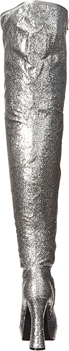 Bright-557 Glitter Chunky Heel Thigh High Boots