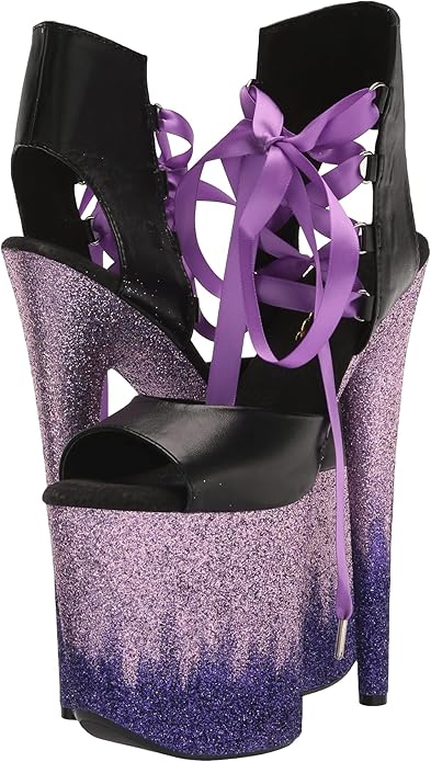 Braxton-850 Faux Leather Lace-Up Platform Glitter Sandals