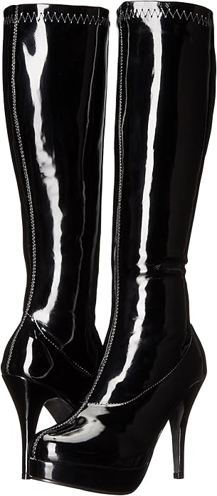 Groove-421 Gogo Patent 4" Heel Knee Boots