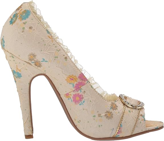 Tori-418 Floral Fabric Peep Toe Pumps