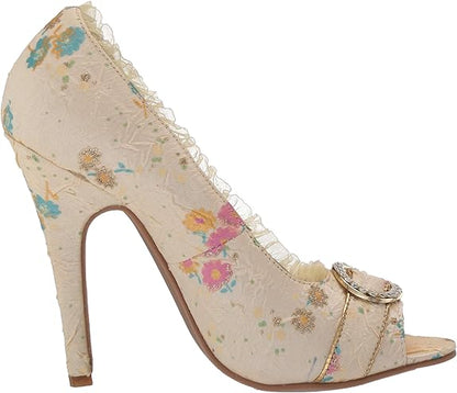 Tori-418 Floral Fabric Peep Toe Pumps