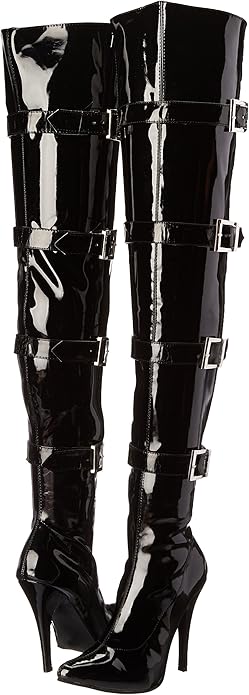 Buckleup-511 Thigh High Buckled Stiletto Boots