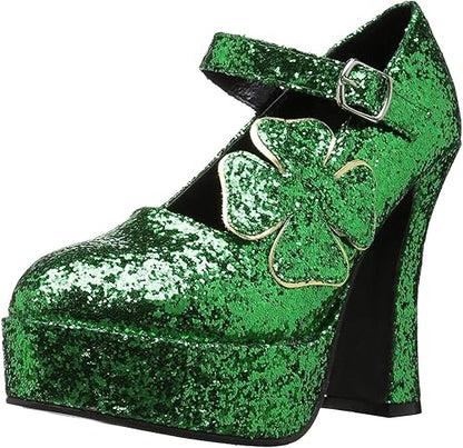 Lucky-557 Glitter Chunky Heel Mary Jane