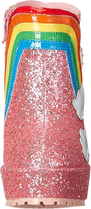 Cherub-557 Chunky Heel Glitter Rainbow Booties