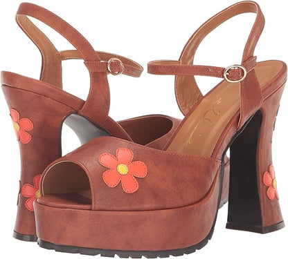 Daisy-557 Flower Child Chunky Heel Platform Sandals