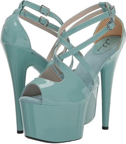 Tina-709 Patent Strappy 7" Platform Sandals